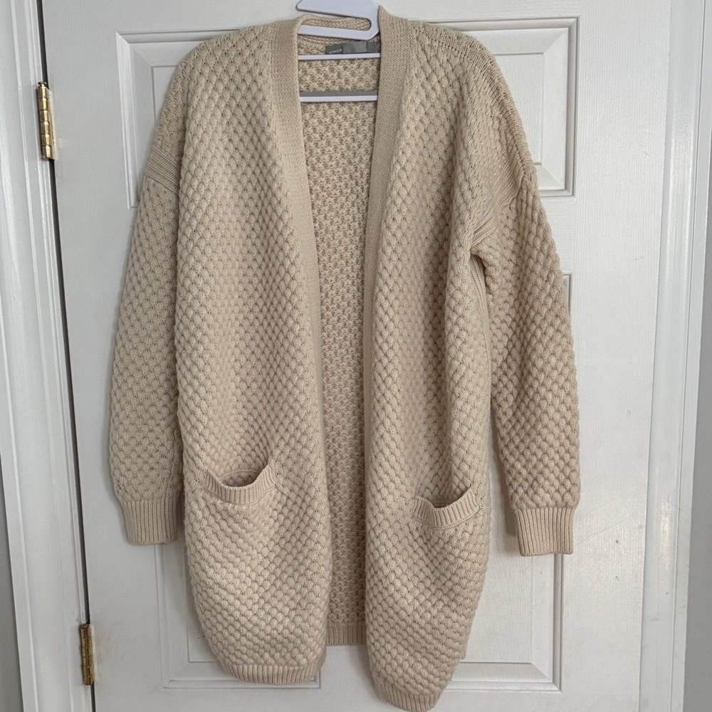 Vince Cozy Cream Knit Cardigan Sweater Wool Blend